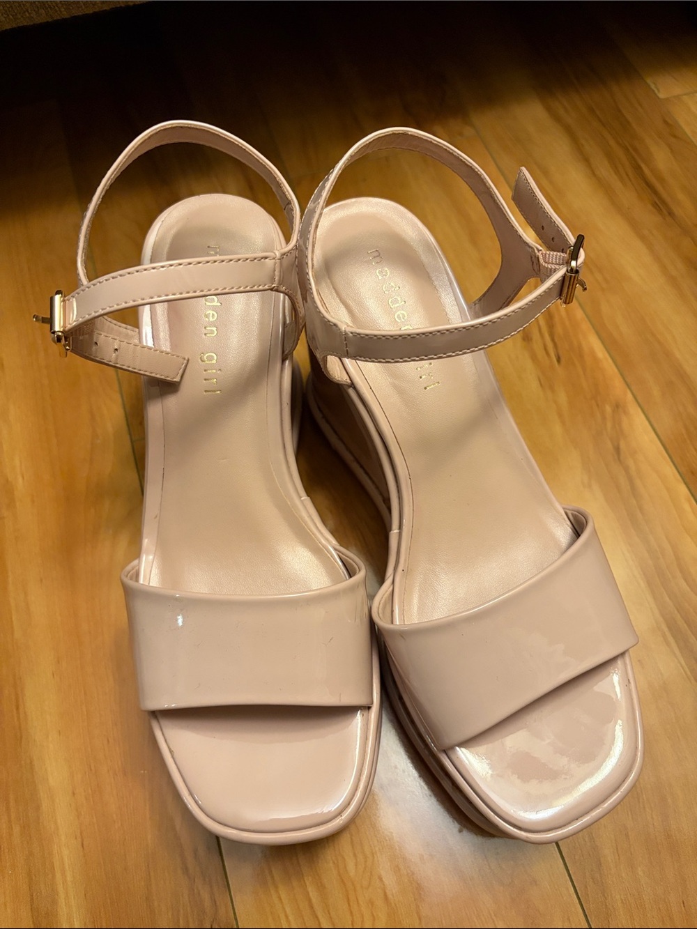 Madden Girl Blush Beige Block Heel Sandals